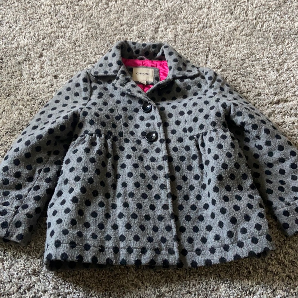 Grey and Black polka dot pea coat
